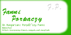 fanni porpaczy business card